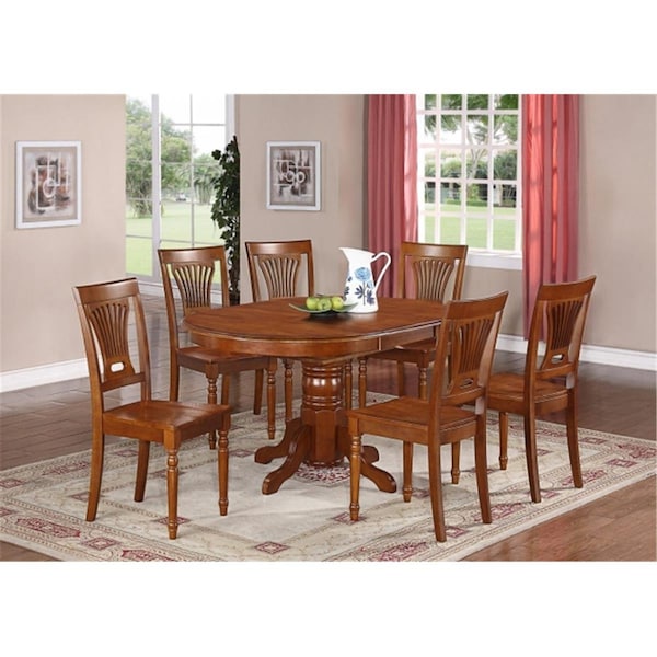 Latestluxury DO7-SBR-W 7PC Dover Dining Table and 6 Wood Seat Chairs in Saddle Brown Finish LA1673466 - main